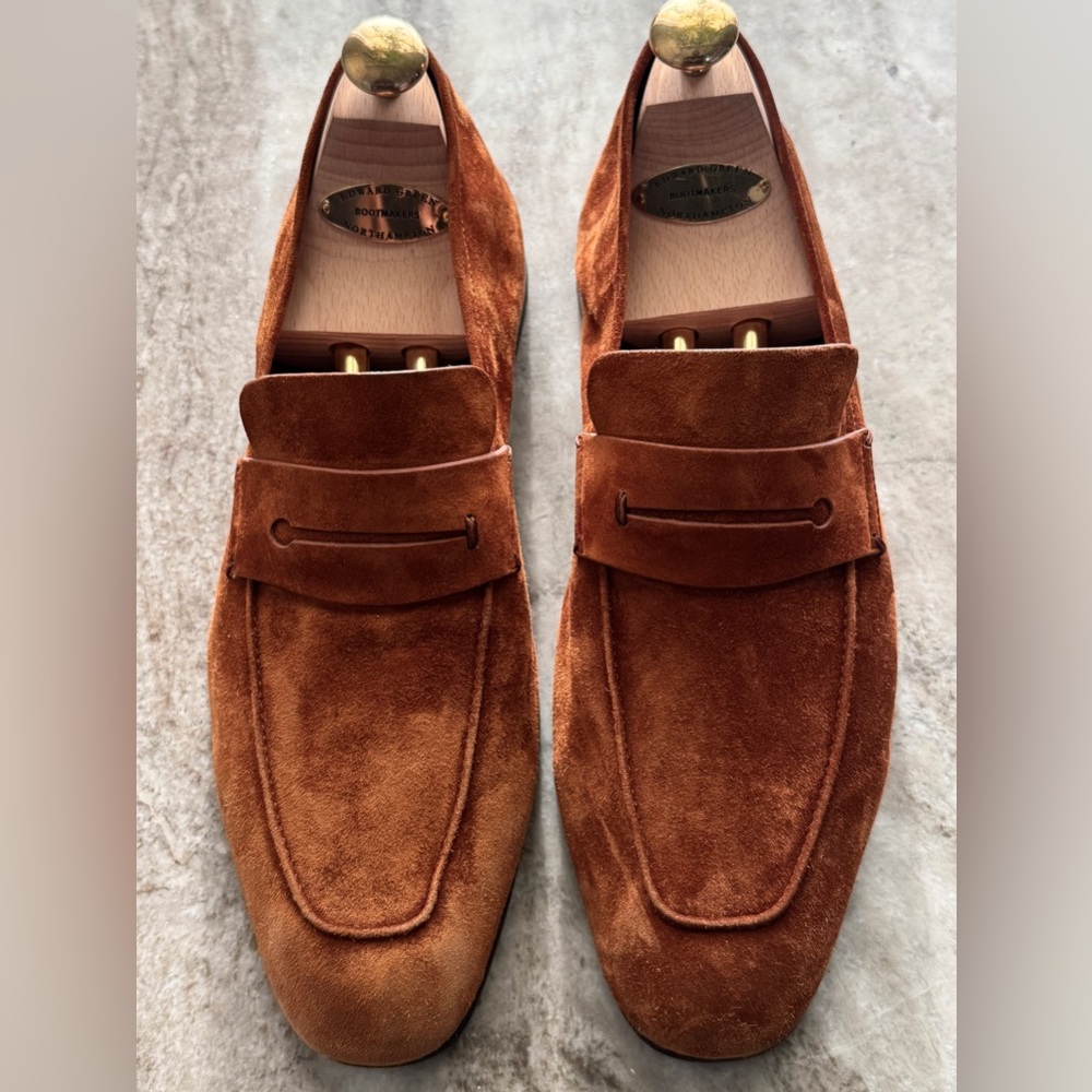 Ermenegildo Zegna L'Asola Brown Flex Loafers Slippers Shoes 9 / US 10 Moc Tan